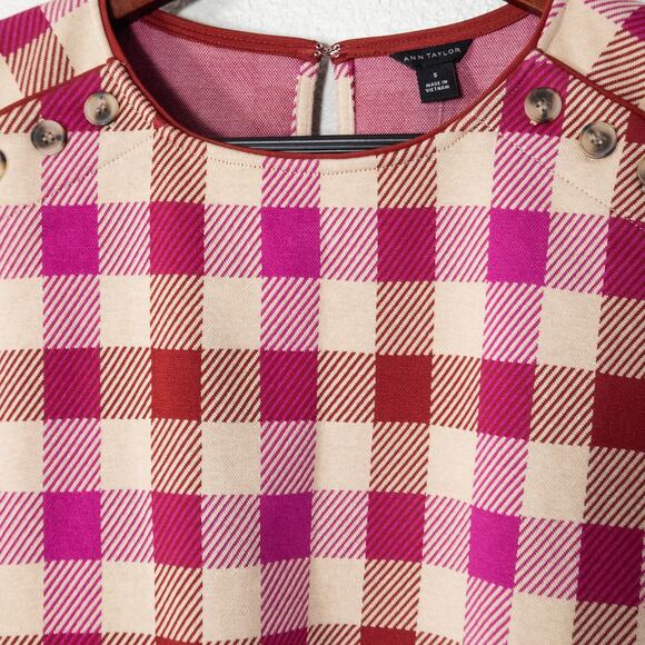 Ann Taylor Plaid Sleeveless Top Pink Size Small Preppy Academia - Picture 3 of 8